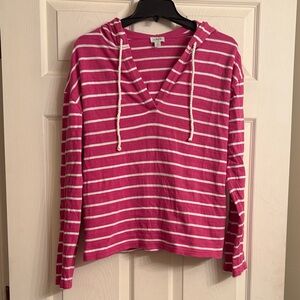 LOFT Pink and White Striped Pullover